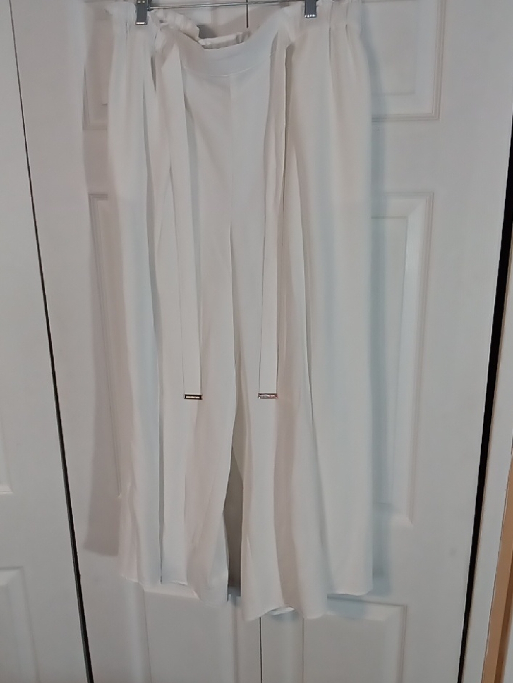 Marc New York White Elastic Waist Wide-Leg Pants